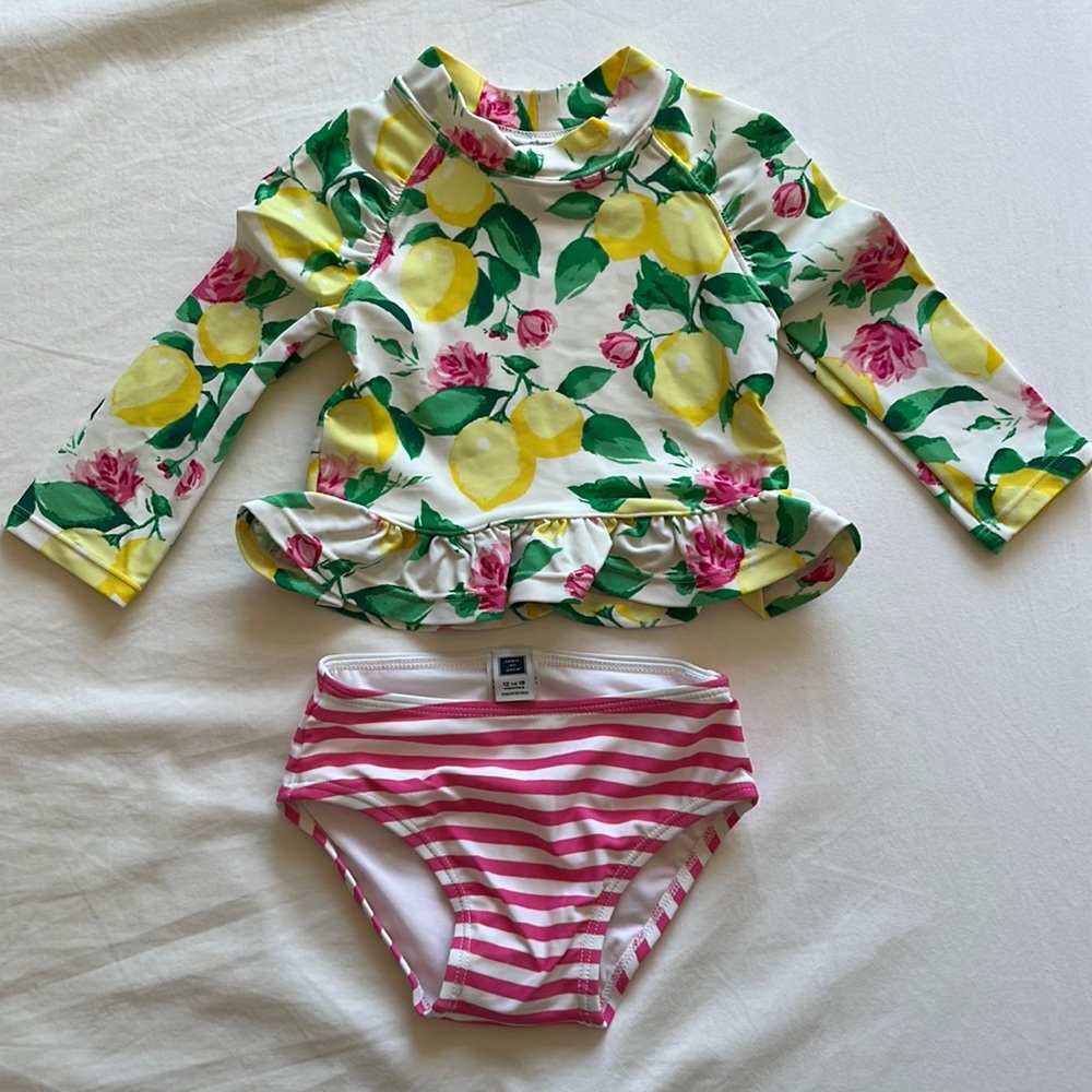 Janie and Jack 2 Piece Lemon Swimsuit